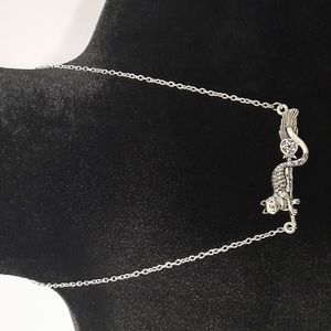 Witch's Cat Pentagram Broomstick Adjustable Necklace